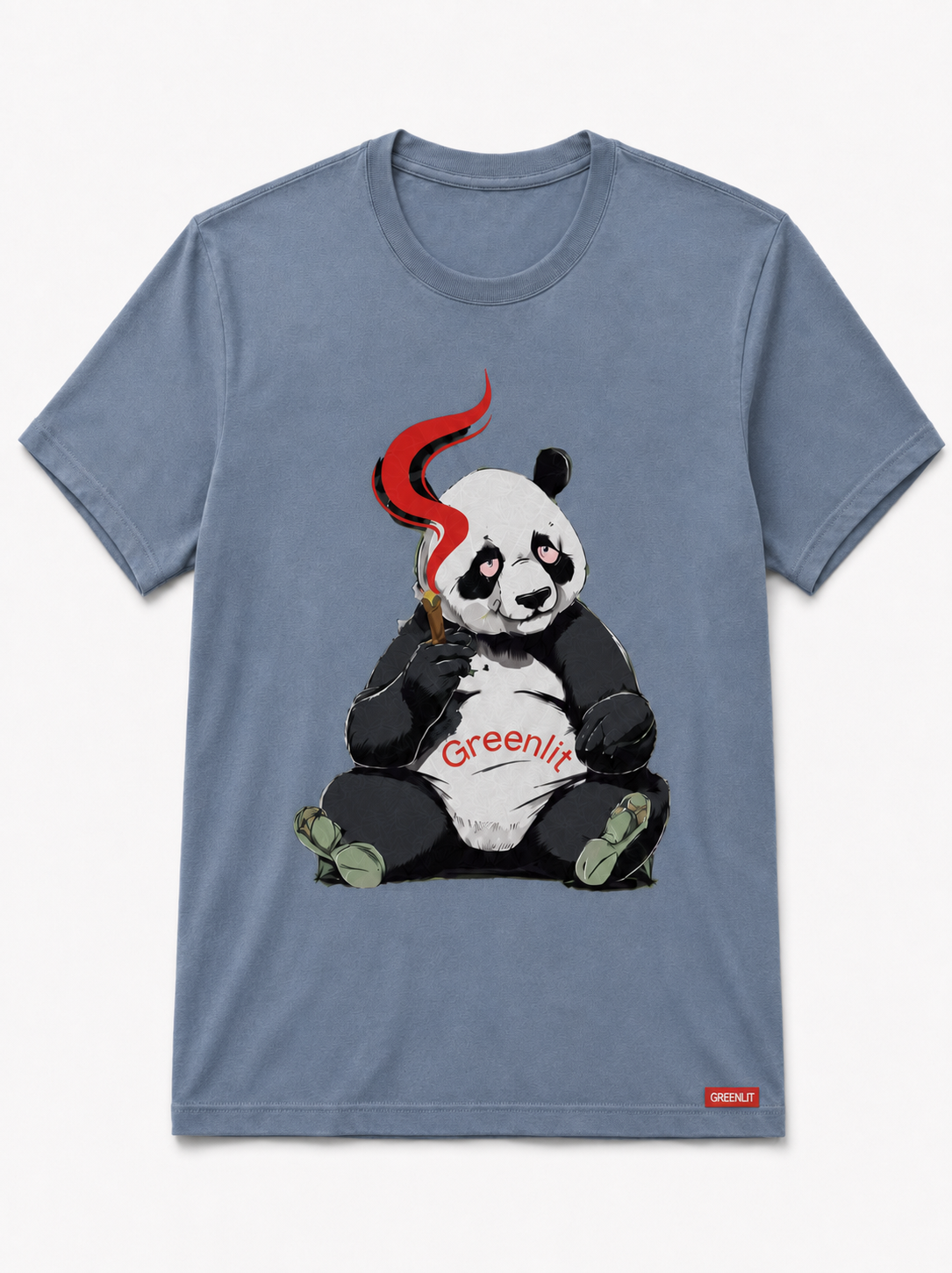 GreenLit Panda Smoke Tee — Vintage Denim