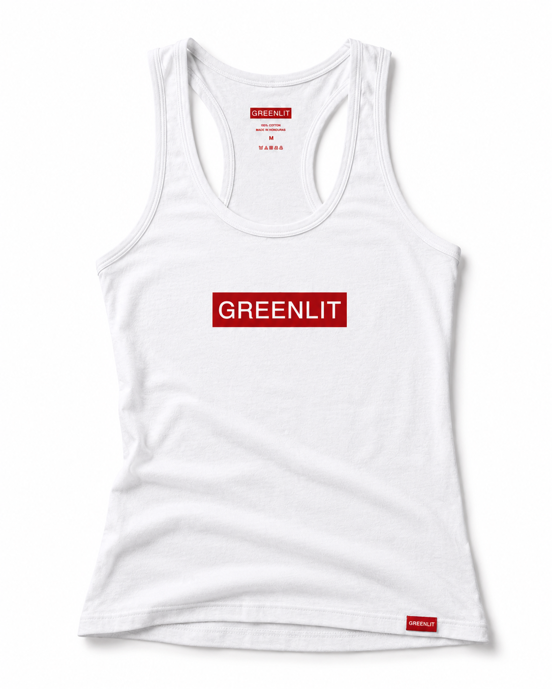 GreenLit Red Box Racerback Tank – White